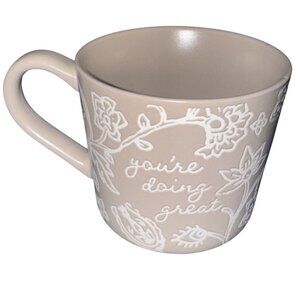 Threshold Beige Stoneware Mug "Youre Doing Great" Floral Design